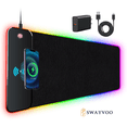 thumbnail image 1 of Swayvoo RGB Gaming Mouse Pad with 15W Wireless Charging, Large Extended Desk Mat 31.5×11.8 in, 9 Light Modes, Non-Slip Rubber Base, Waterproof, Stitched Edges, for Gamer Home Office, 1 of 7