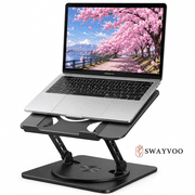 Swayvoo Laptop Stand for Desk, Adjustable Height Ergonomic Computer Riser, 360° Rotating Aluminum Notebook Holder, Fits 10-16" MacBook Dell HP Lenovo, Black
