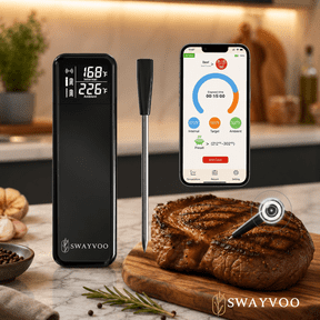 Swayvoo Bluetooth Wireless BBQ Meat Thermometer with Real-Time Monitoring App Alerts and Single Probe