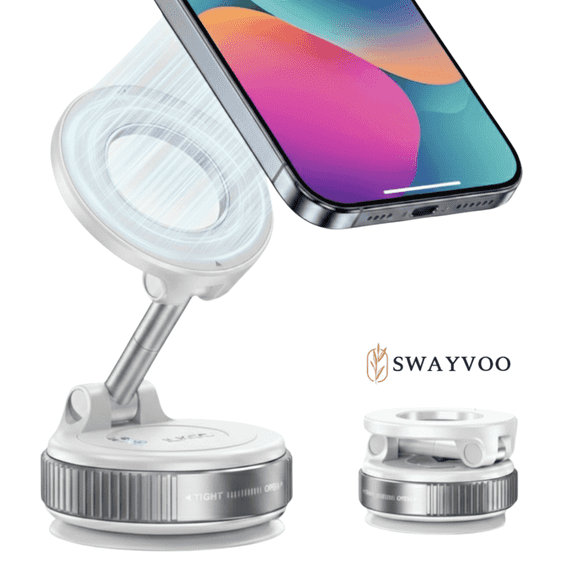 Swayvoo Phone Stand for Desk, Foldable Magnetic Cell Phone Stand 360° Adjustable Alloy Phone Holder for iPhone 17 16 15 14 13 12, Samsung Galaxy, All Smartphones & Tablets