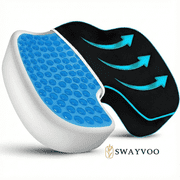 Swayvoo Gel Seat Cushion for Sciatica, Tailbone & Coccyx Pain Relief — Orthopedic Memory Foam Cushion for Office Chair, Car, Gaming Chair, Wheelchair & Travel