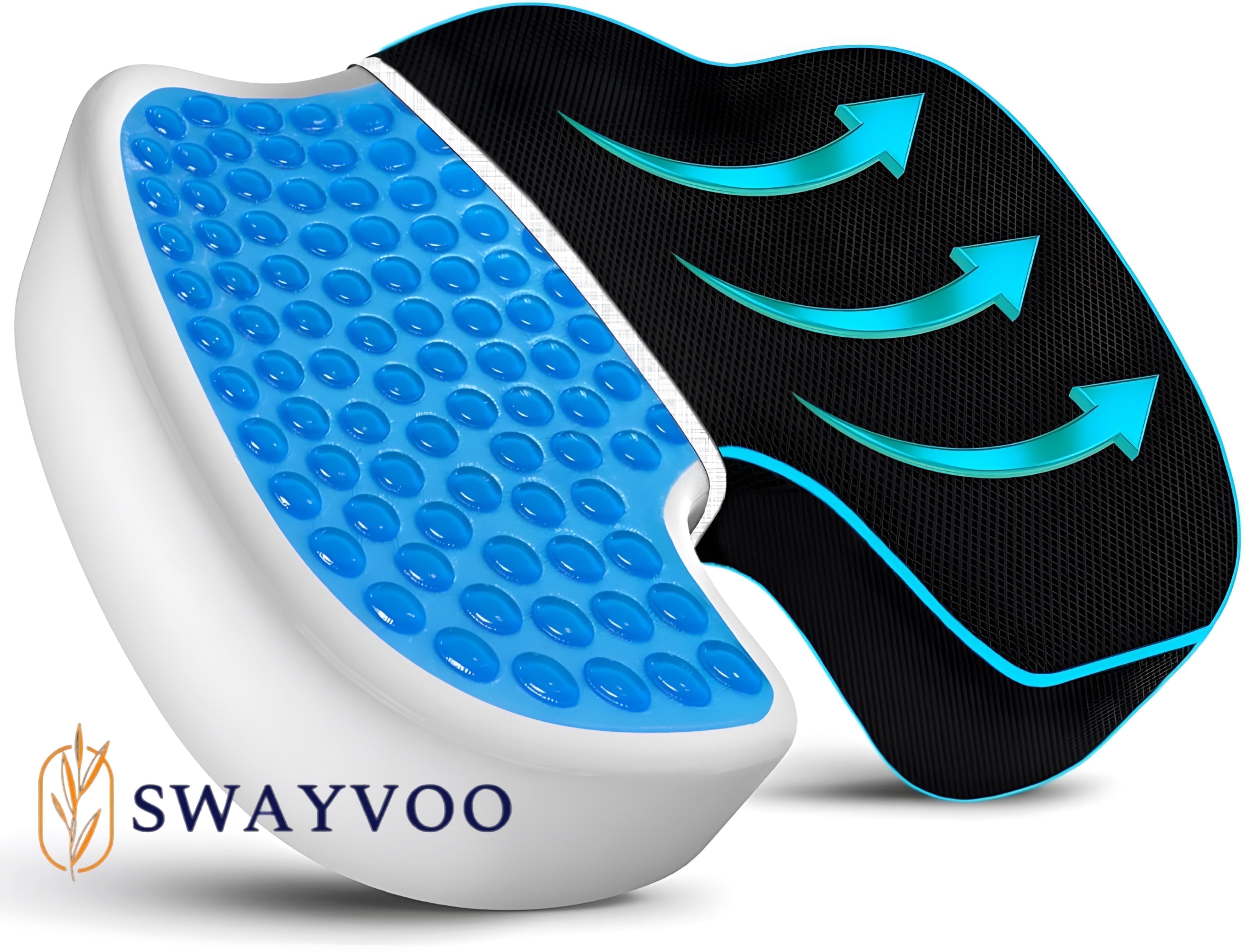 Swayvoo Memory Foam Cushion Gel Seat Cushion Tailbone Pain Relief Cushion Office Chair Cushion