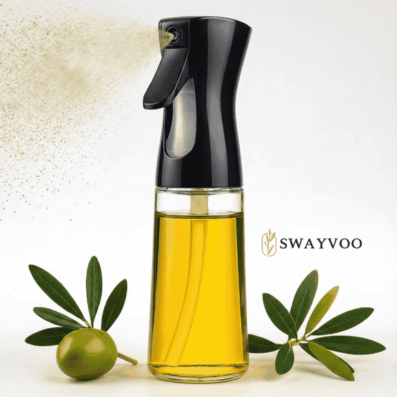Swayvoo Olive Oil Sprayer for Cooking, 200ml Glass Olive Oil Spray Bottle and Dispenser, Oil Mister for Air Fryer, Portion Control Olive Oil Dispenser Bottle for Salad, BBQ, Black