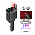 thumbnail image 1 of Swayvoo retractable Car Charger 4in1 Fast USB C Car Phone Charger Adapter with Type C Charger & Apple Cords, Compatible with iPhone 17 16 15 14 13 12 11, Galaxy & Pixel with Starlight, 1 of 8