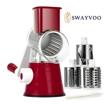 Swayvoo Rotary Cheese Grater Mandoline Cheese Shredder Vegetable Chopper Rotating Grater - Red