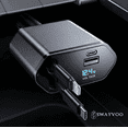 thumbnail image 1 of Swayvoo retractable Car Charger 4-in-1 Fast USB C Car Phone Charger Adapter with Type C Car Charger & Apple Cords, USBC Car Charger Compatible with iPhone 17/16/15/14/13/12/11, Galaxy & Pixel, 1 of 9