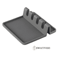 thumbnail image 1 of Swayvoo Silicone Spoon Rest with 4 Slots, Heat-Resistant Utensil Holder for Kitchen, Non-Slip Dishwasher-Safe Spoon Holder for Countertops & Stovetops, Gray, 1 of 9
