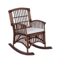 thumbnail image 1 of Swayze Bohemian Farmhouse Woven Rattan/Wood Rocking Chair, White Cushion with Brown Frame, 1 of 8