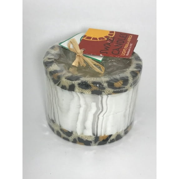 Swazi Candles, Tea Light Candle - Leopard bamboo design, including Soya tea light
