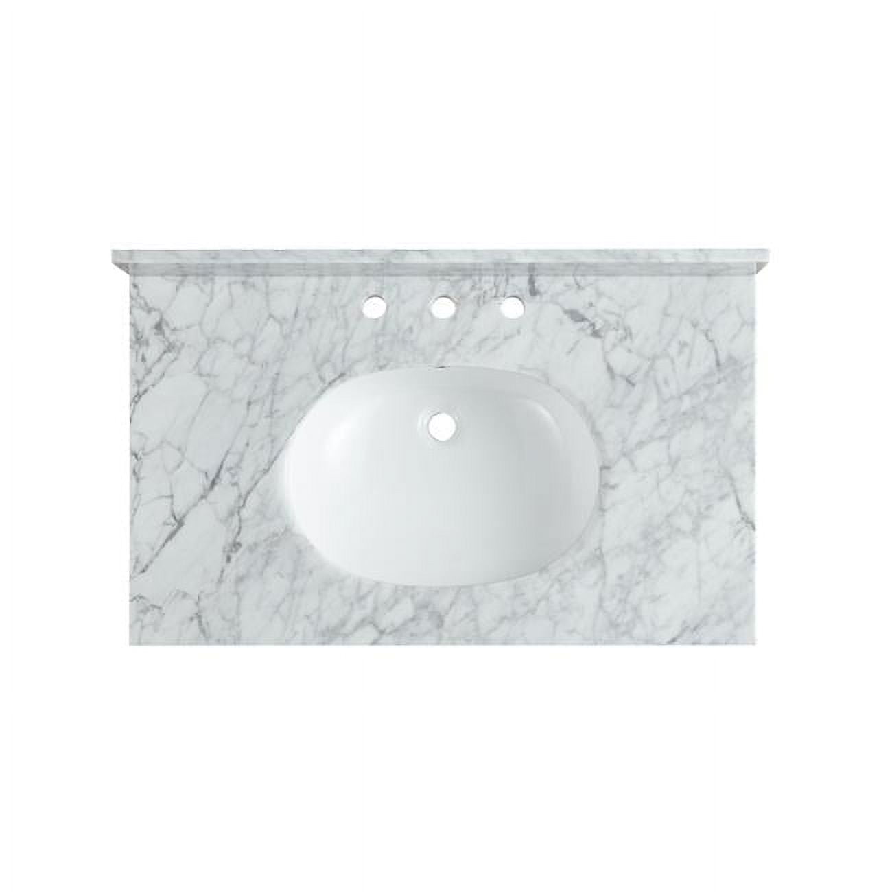 Carrara White Marble Console Sink with Single Basin, 36 in.