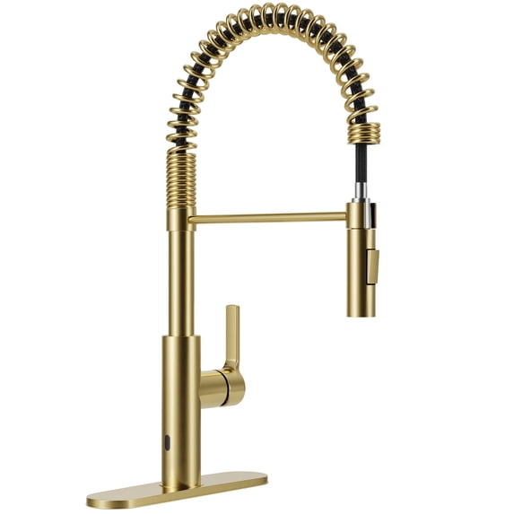 ANZZI Kitchen Faucet with Motion Sensor, Ola Hands-Free Touchless Pull-Down Sprayer in Brushed Gold