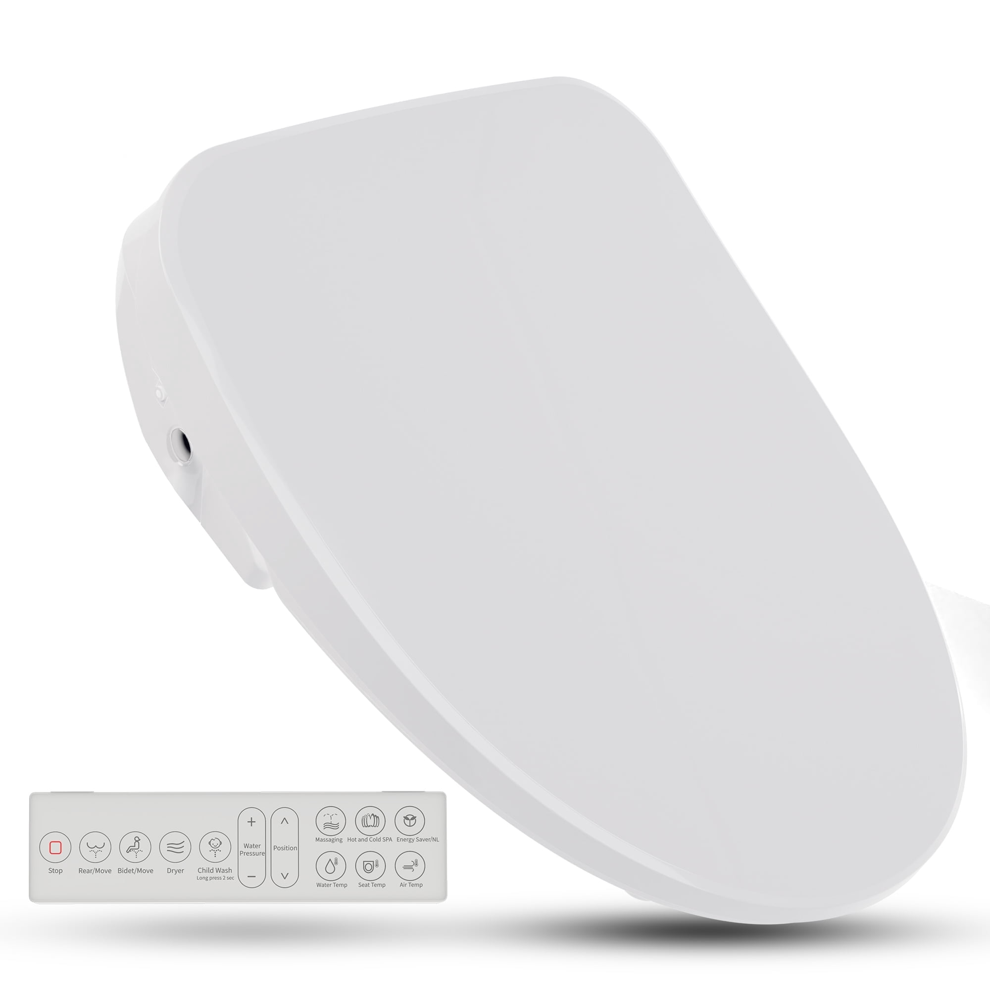 Swcorp TL-AZEB101B Shore Smart Electric Bidet Toilet Seat with Remote Control & Heated Seat, White