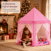 SweHouse Princess Castle Play Tent for Toddlers Girls Hexagon Playhouse Indoor Polyester Toys Pink