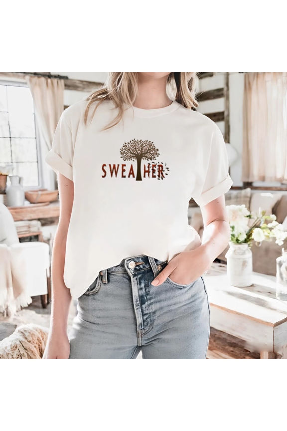 Swea Her Tree Word Art Nature Inspired Unique Retro Autumn Cartoon Graphic Print Unisex T-Shirt up to size 5XL