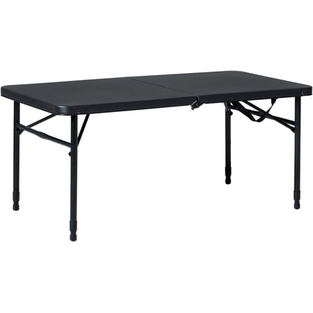 SweaTz Rich Black ,40" L x 20" W Plastic Adjustable Height Fold-in-Half Folding Table