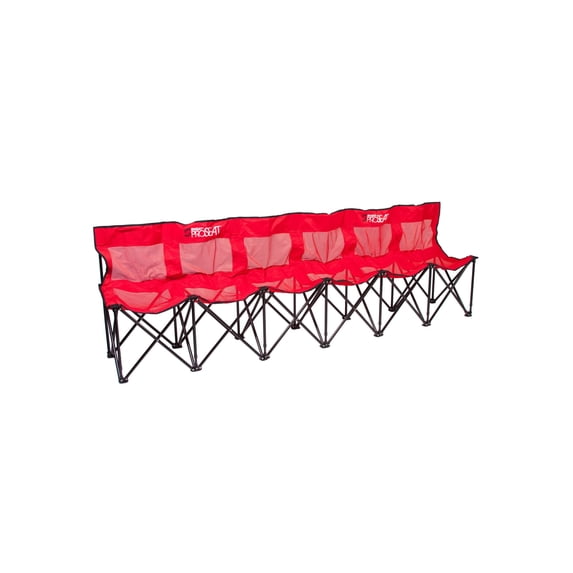 Sweat Bench - 6 Seat Folding Bench Team Chair with Back - Red