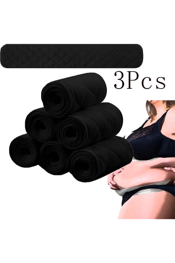 Sweat Bra Liners,Tutuviw 3 Pcs 3 Layer Washable Rectangle Under Bra Pads,18x3in Under Bra Boob Cotton Pads for Breast Sweating,Soft Reusable Absorber Pads for Women,Under Belly Sweat Liners(Black)