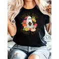 thumbnail image 1 of Sweat Now Haunt Later Ghost And Floral Print, Round Neck Casual T‑Shirt, Halloween Festival, 1 of 5