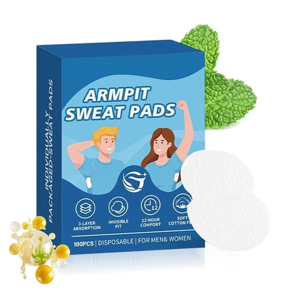 Sweat Pads for Armpits | 100-Pieces Armpit Sweating Patches - Adhesive Underarm Sweat Pads | for Travel, Vacation, Business Trips, Sports, Dating, Commuting, Hiking, Backpacking