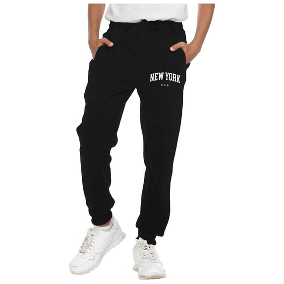 Sweat Pants For Girls 7-8 3 Pack Boy's and Girl's Fleece Pull on Jogger Sweatpant with Pockets and Drawstring 2-13 Years Pants For Boys 5T