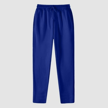 Sweat Pants Women Clearance Wide Leg Ladies Workout Sweatpants Straight Leg Grey Drawstring Sweatpants Joggers Women with Pockets Loose Blue XXL