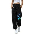 thumbnail image 1 of Sweat Pants Women Printed Sports Closed Waist Lace Up Elastic Waist Small Foot With 2 Pockets Womens Casual Pants A M, 1 of 4