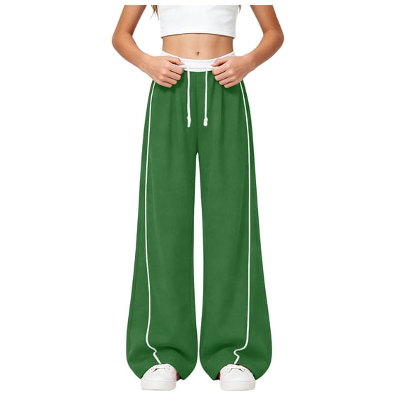 Sweat Pants for Girls 10-12 Girls Wide Leg Sweatpants Kids Oversized Baggy Y2K Sweat Pants for Girls Elastic Waist Straight Leg Joggers with Pockets