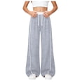 thumbnail image 1 of Sweat Pants for Girls Kids Girls Dress Pants with Button Straight Wide Leg High Elastic Waisted Slim Fit Fashion Slacks for Teens, 1 of 6