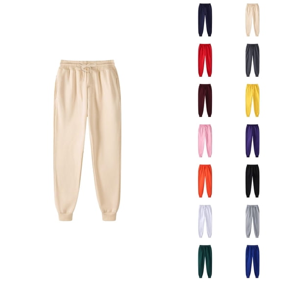 Sweat Pants for Mens 2026 Fall Winter Casual Elastic Waist Drawstring Lined Jogger Sweatpants Trousers with Pockets