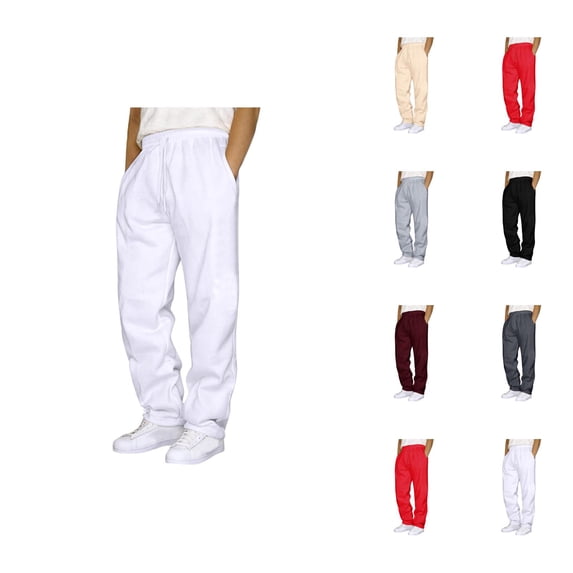 Sweat Pants for Mens 2026 Trendy Drawstring Elastic Waist Straight Leg Casual Pants Trousers with Pockets