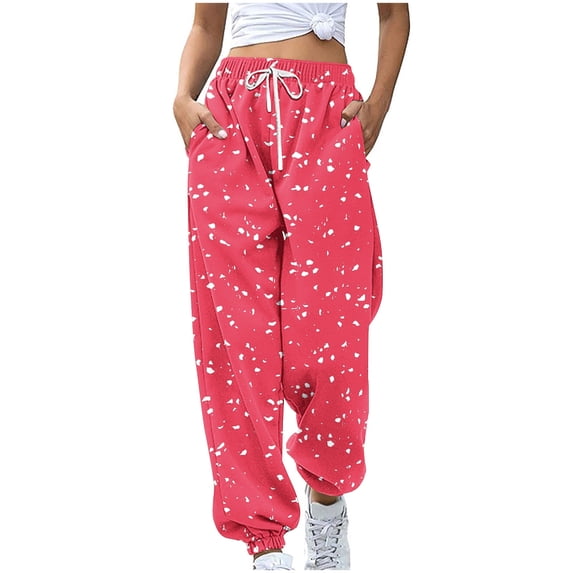 Sweat Pants for Women Fashion High Waisted Joggers Loose Print Drawstring Sweatpants with Pockets 2026