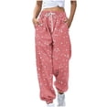 thumbnail image 1 of Sweat Pants for Women Fashion High Waisted Joggers Loose Print Drawstring Sweatpants with Pockets 2026, 1 of 5