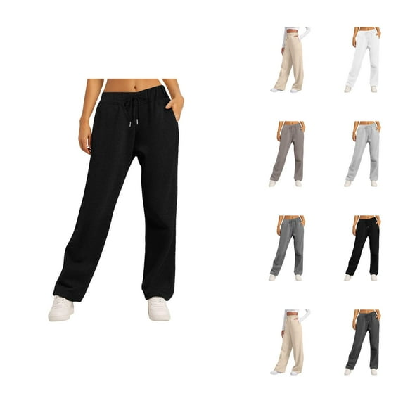 Women Sweatpants 2026 Fall Winter Fashion Elastic High Waist Drawstring Wide Leg Loose Casual Yoga Pants with Pockets