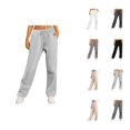 thumbnail image 1 of Womens Sweat Pants 2026 Fall Winter Fashion Drawstring Elastic High Waist Loose Wide Leg Casual Yoga Pants with Pockets, 1 of 9