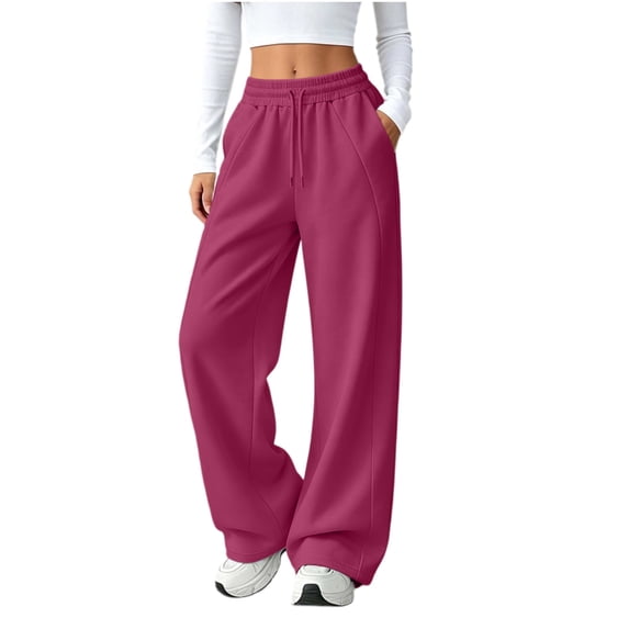 Sweat Pants for Womens Baeitkot Drawstring Elastic High Waist Side Line Wide Leg Athletic Trousers for Casual Gym Workout Daily Wear Hot Pink XL