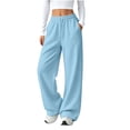 thumbnail image 1 of Sweat Pants for Womens Baeitkot Drawstring Elastic High Waist Side Line Wide Leg Athletic Trousers for Casual Gym Workout Daily Wear Light Blue L, 1 of 7