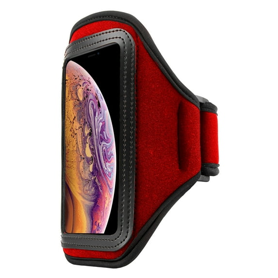 Sweat Resistant Waterproof Running Armband For iPhone XS / XR / X and Google Pixel 3 / 2 Sport Workout Case For Fitness And Workout (Red)