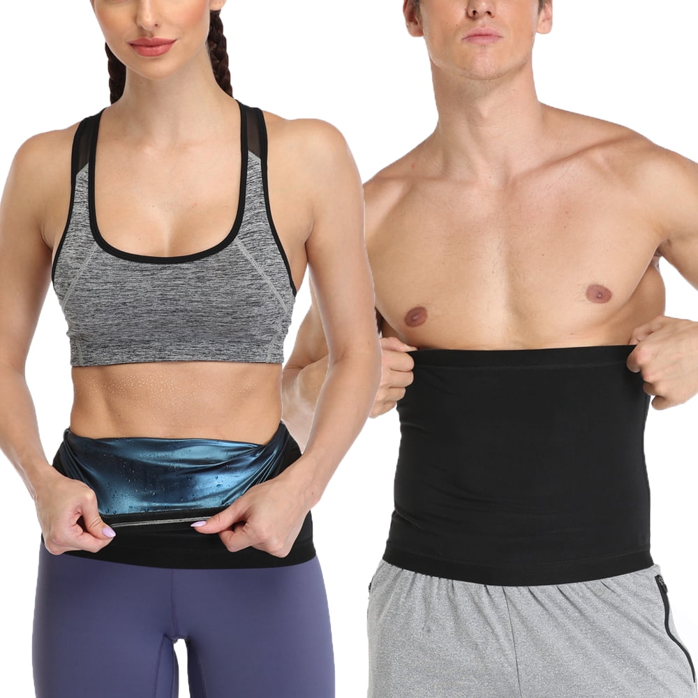 Waist Trainer Body Shaper Sweat Belt Tummy Slimming Band, Black, Medium :  : Sports & Outdoors