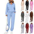 thumbnail image 1 of Sweat Sets for Women Long Sleeve Sweatshirt High Waist Jogging Pants 2 Piece Outfits Sweatsuits Fall Y2K Clothing Oversized Hoodie,Airport Travel Matching Outfit,Athletic Comfy Clothing Sky Blue, 1 of 7