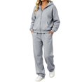 thumbnail image 1 of Sweat Sets for Women Long Sleeve Sweatshirt High Waist Jogging Pants 2 Piece Outfits Sweatsuits Fall Y2K Clothing Oversized Hoodie,Airport Travel Matching Outfit,Athletic Comfy Clothing Light Ashy, 1 of 7
