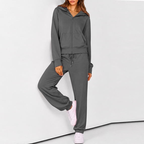 Sweat Sets for Women 2 Piece Zip Up Hoodie and Sweat Pants Set fall Jogger Sweatpants Long Sleeve Tracksuit S