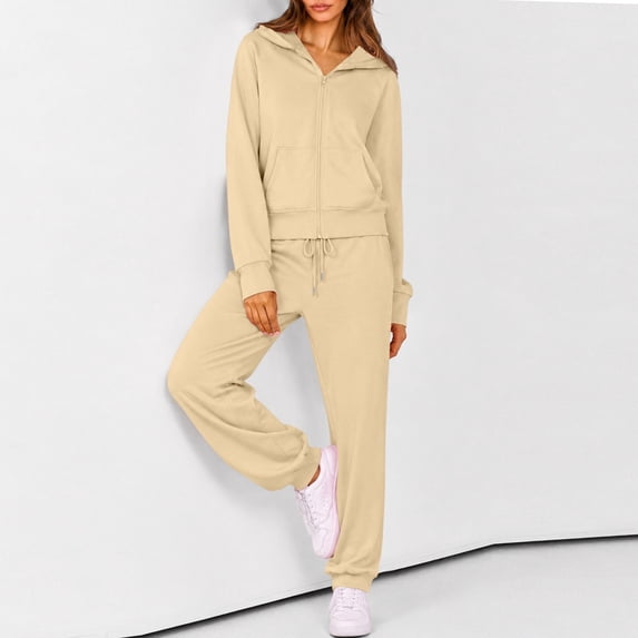 Sweat Sets for Women 2 Piece Zip Up Hoodie and Sweat Pants Set fall Jogger Sweatpants Long Sleeve Tracksuit S