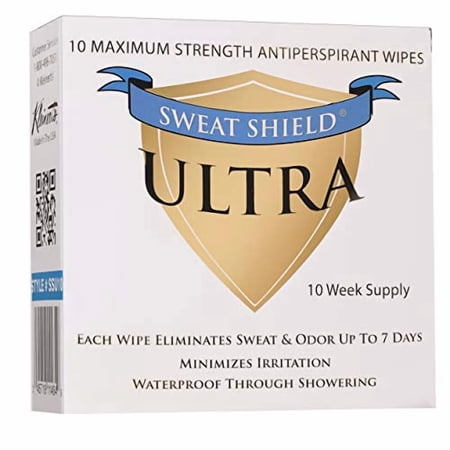 Sweat Shield Ultra Antiperspirant Wipes. Stop All Sweating & Odor For Up To 7 Days With Each Wipe. Dermatologist Recommended