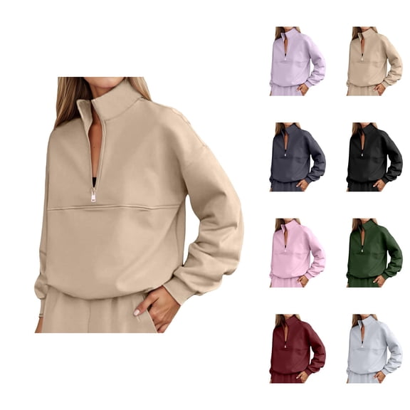 Sweat Shirts For Womens Women's Solid Color Sweatshirt Women's Long Sleeve Half Zip Pullover Sweatshirt Casual Athletic Top Fashion Workout Shirt For Fall Winter Comfort