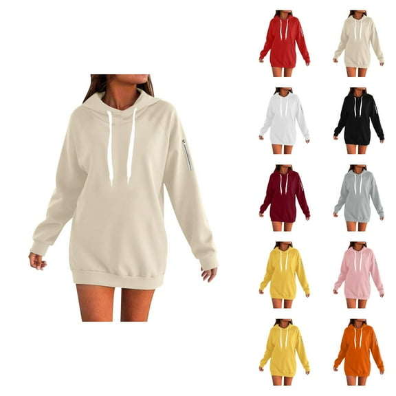 Sweat Shirts For Womens Women's Solid Sweatshirt Women's Zip Up Hoodie Soft Cozy Pullover Long Sleeve Casual Sweatshirt With Pocket For Outdoor Fall Winter Comfort