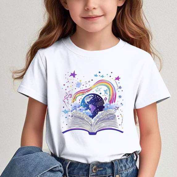 Sweat Shirts for Teens Girls Crew Neck Tshirts for Teen Girl Kids Short Sleeve Tshirt Floral Shirt Kids Girls Blouse for Girls 7-8 New Arrivals