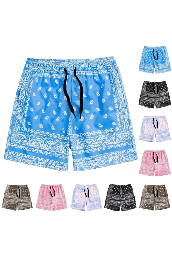 Sweat Shorts Men Mens Paisley Shorts Workout Boxing Running Shorts Bandana Boho Lightweight Drawstring
