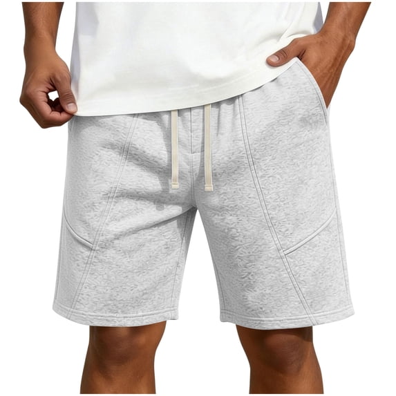 Sweat Shorts Mens Workout Gym Jogger Casual Sports Shorts Drawstring Elasticated Waist Sweatpants Athletic Workout Half Pants Solid Color Plain Lounge Wear with Pockets