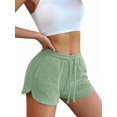 thumbnail image 1 of Sweat Shorts Women Comfy Workout Shorts Rise Lounge Mini Shorts with Drawstring and Pockets Light Green L, 1 of 9