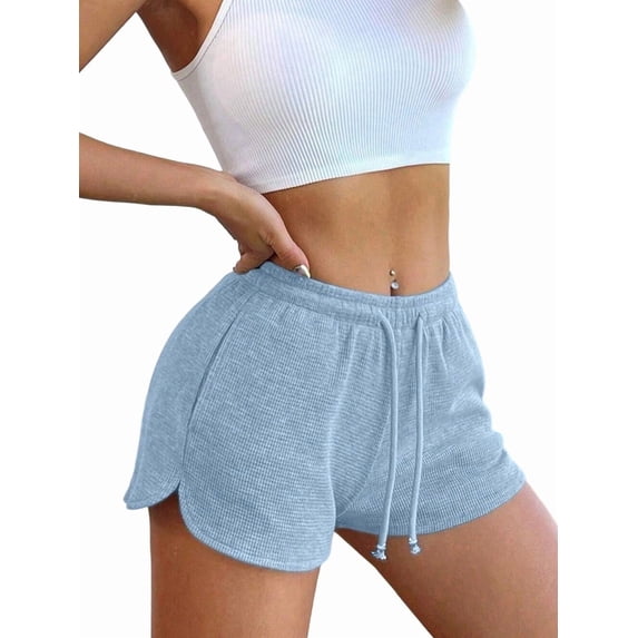 Sweat Shorts Women Comfy Workout Shorts Rise Lounge Mini Shorts with Drawstring and Pockets S